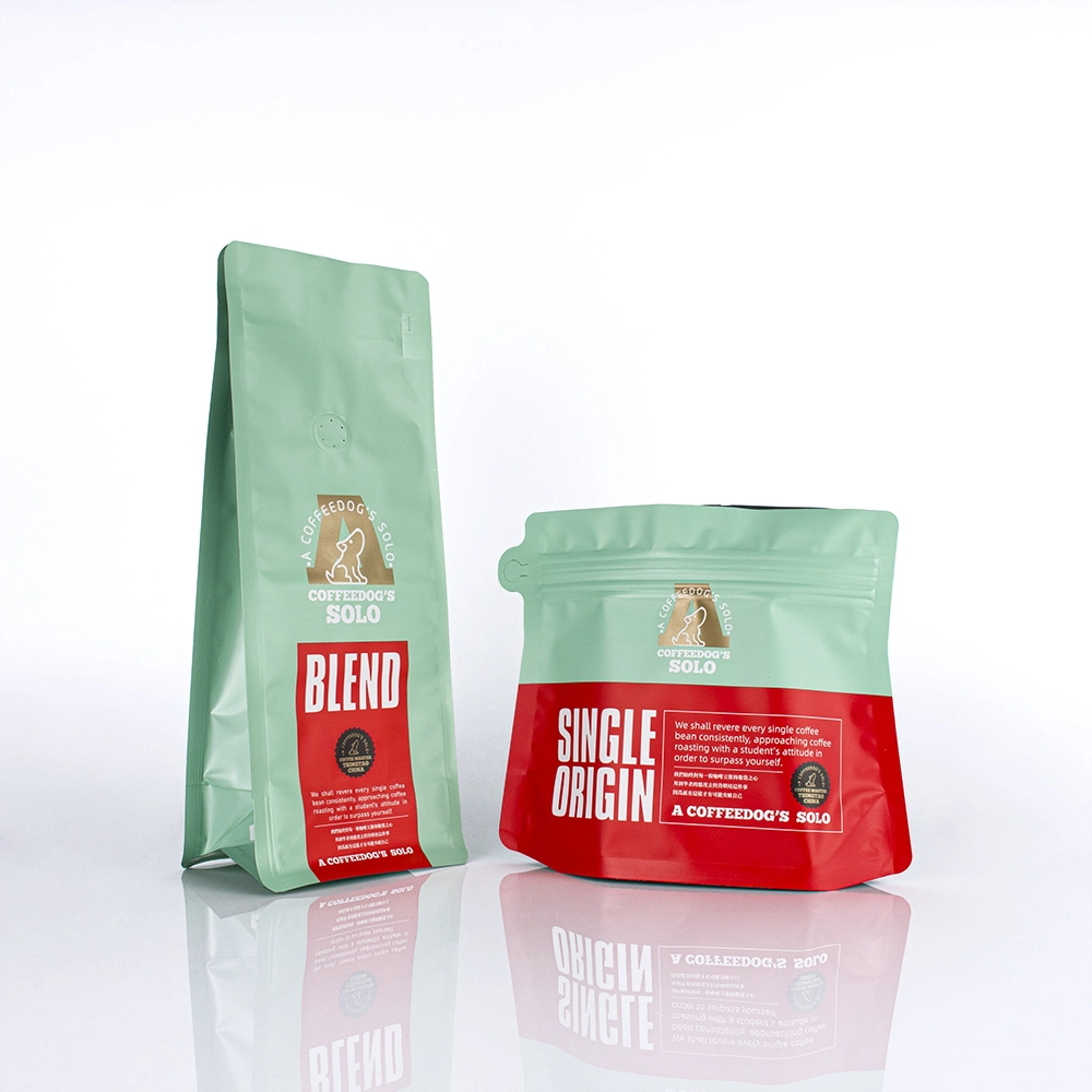 Square Bottom Bag Plastic Packaging for Coffee Bags Custom Printed