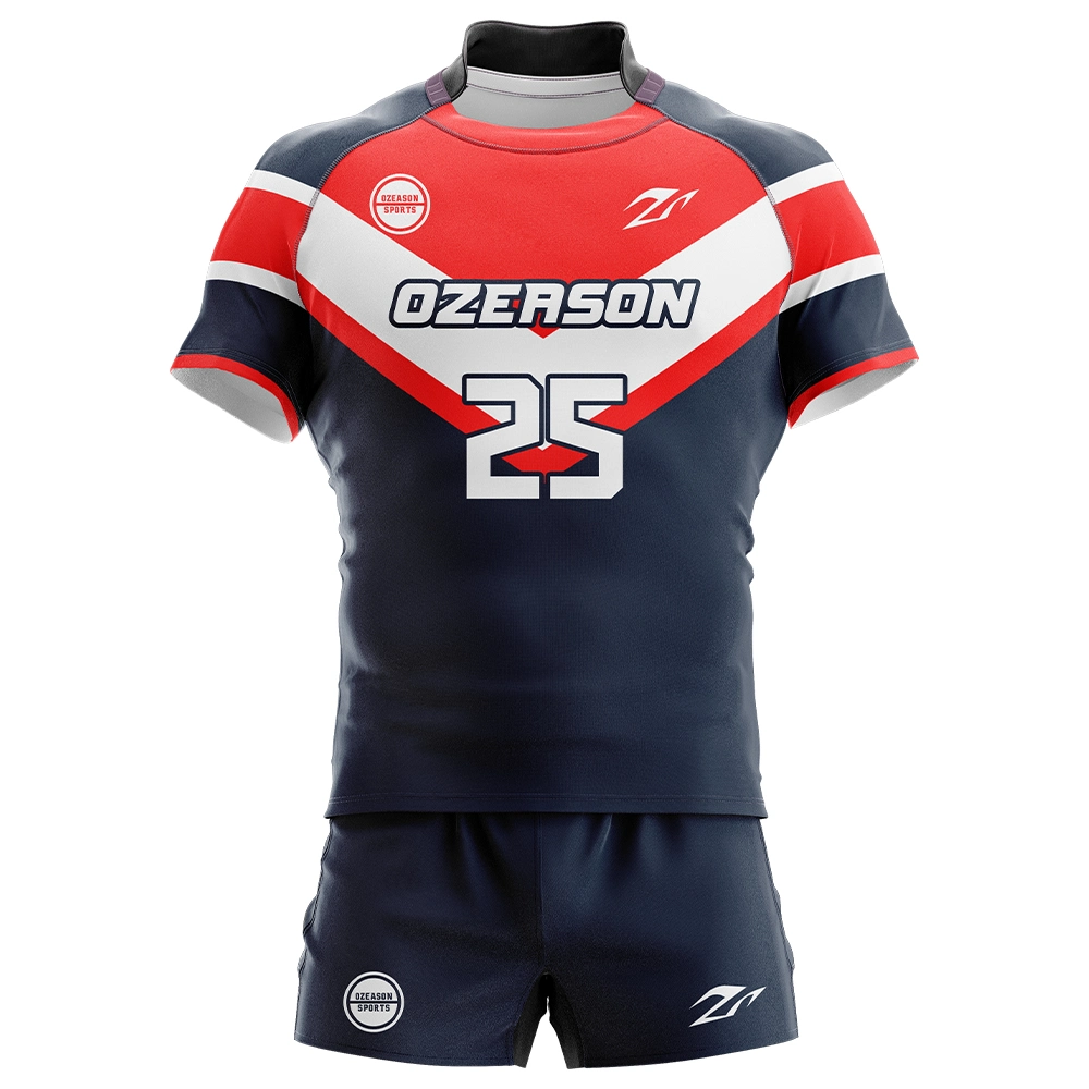 Tissu en jersey de rugby personnalisé coton de haute qualité pour enfants/adultes tous les noirs Maillot de rugby