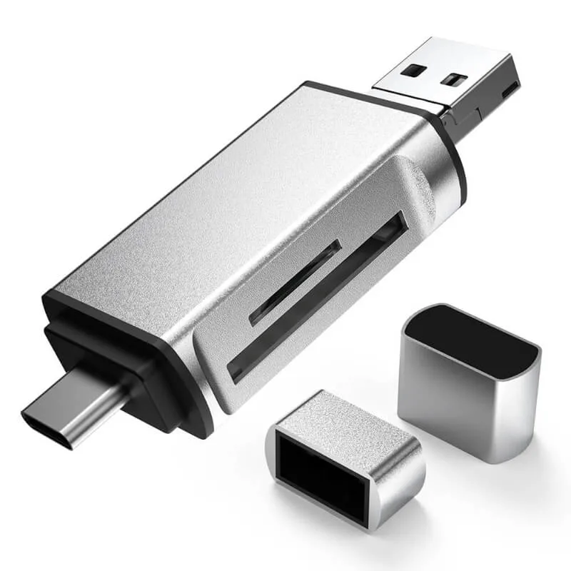 Leitor de cartões de smartphone 7 em 1 USB OTG suporte para cartões TF/MS/M2/XD/CF/TF