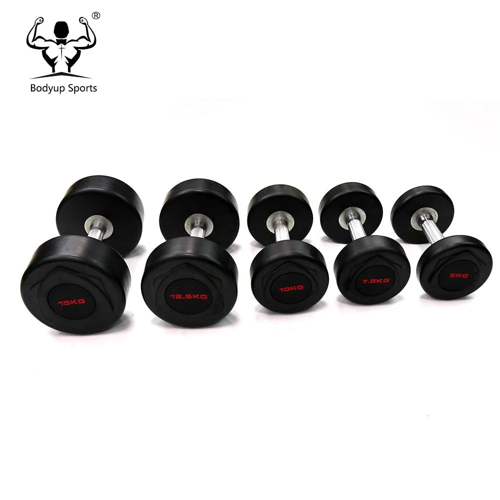 Hot sell Black Round borracha revestida Dumbbell