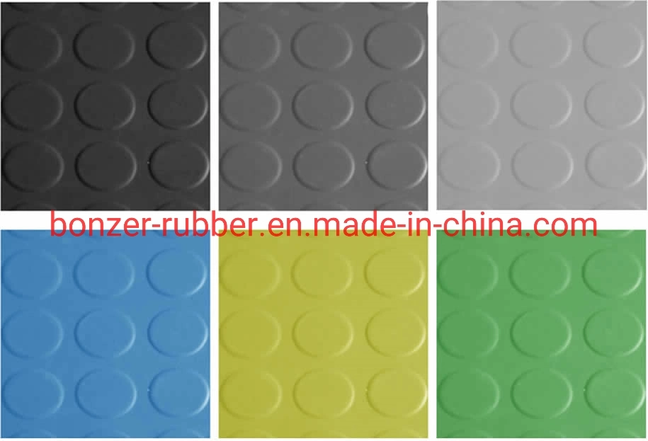 China Non-Slip Water-Proof Round Stud Coin Pattern Rubber Flooring Mat Sheet