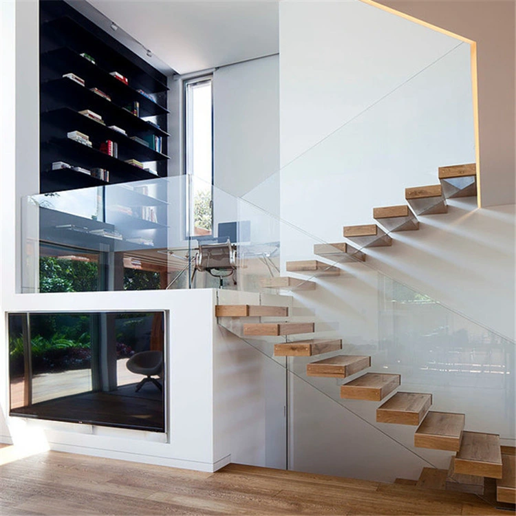 Gerade Weichstahlglas Moderne Schwimmende Treppe Prefab Stahlglas Treppen