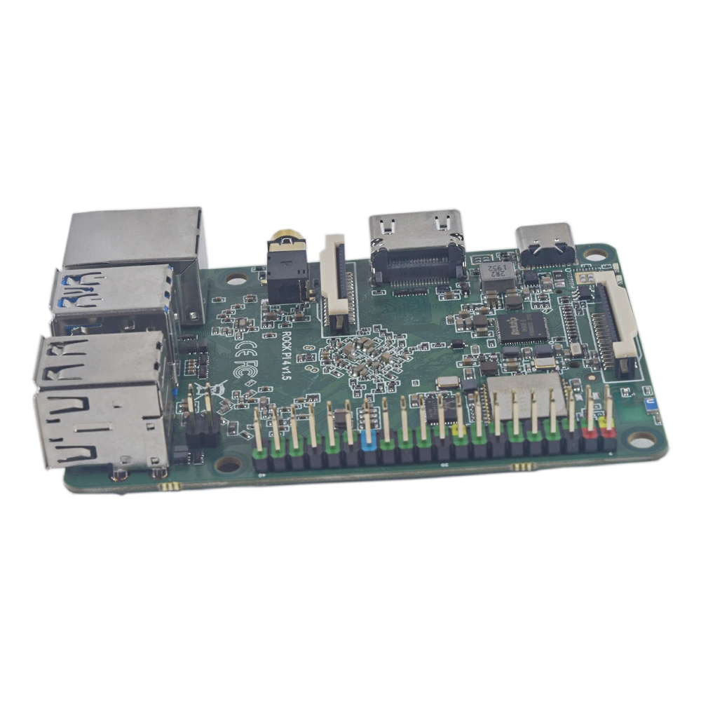 Rock Pi 4b V1.4 Rockchip Rk3399 Arm Cortex Six Core Sbc/Single Board Computer Compatible with Official Raspberry Pi Display