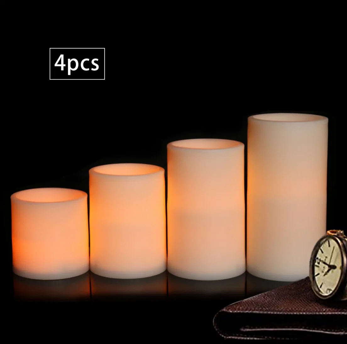 Pilier clignotant blanc chaud forme 4PCS Candle Light LED électrique fixé pour la décoration de Noël