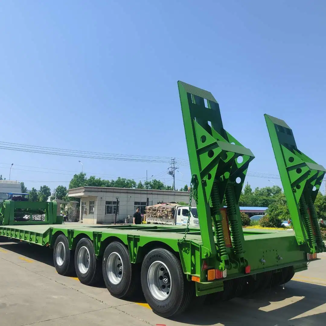 Factory Price 3 Axle 4 Axle 60ton 80ton Hydraulic Cimc Gooseneck Lowbed Lowboy Low Bed Loader Trucks Semi Trailer