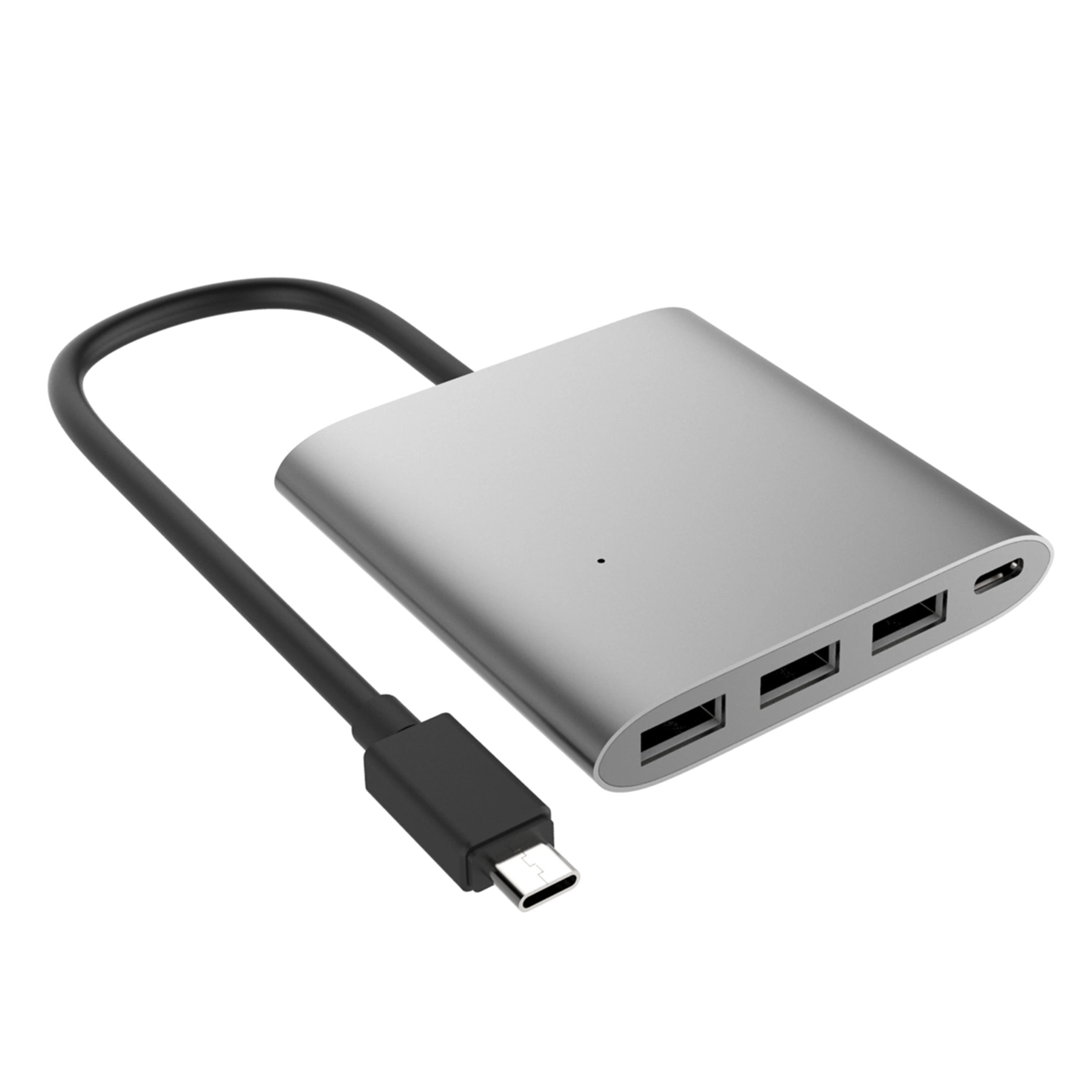 USB3401 UHP-C de aluminio de 4 puertos hub con suministro de energía