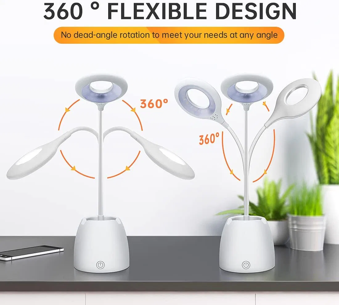 LED Desk Lamp with Flexible Brightness Battery Table Touch Control Compact Portable