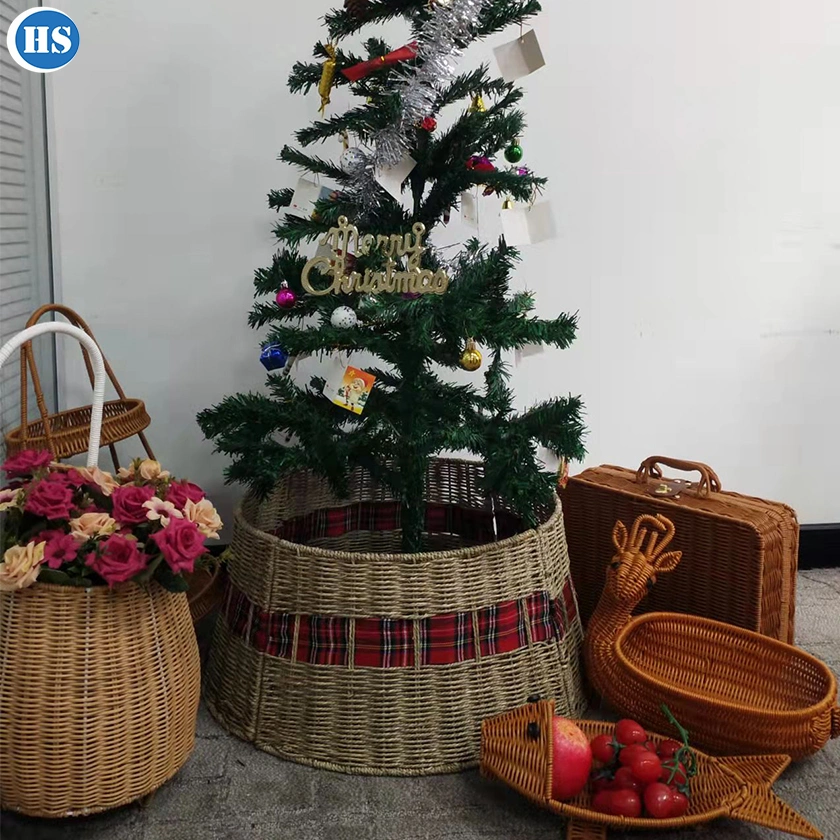 Rústica de algas Cesta de la falda de árbol de Navidad perfecto para la decoración del hogar de vacaciones