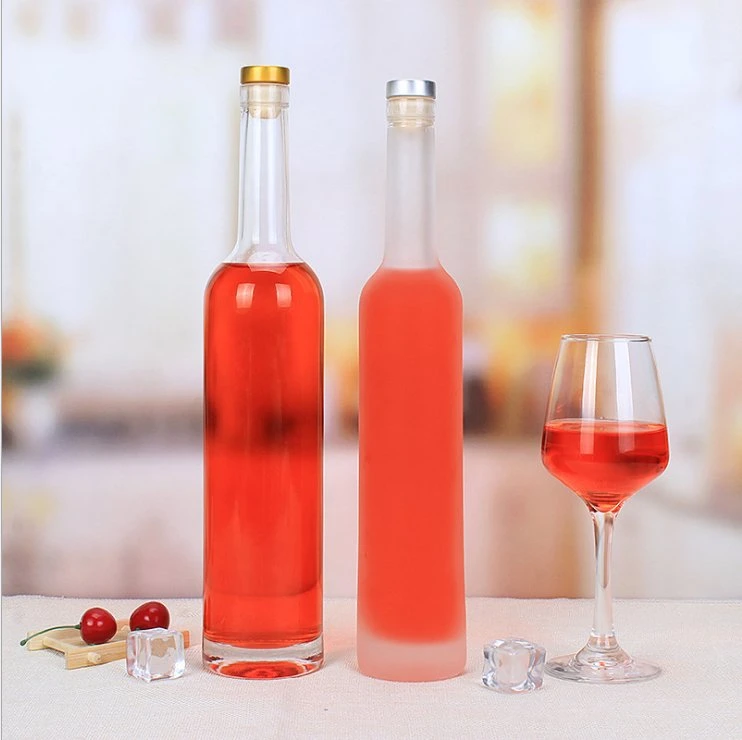High Quality 200ml 375ml 500ml 750ml Black Clear Frost Ice Wine /Fruit Wine Glass Bottles with Stopper
