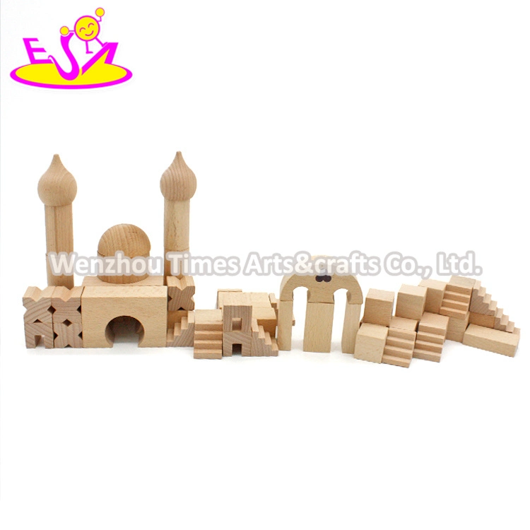 New Design 50 PCS Educational Stacking Wooden Castle Building Blocks for Kids W13A149