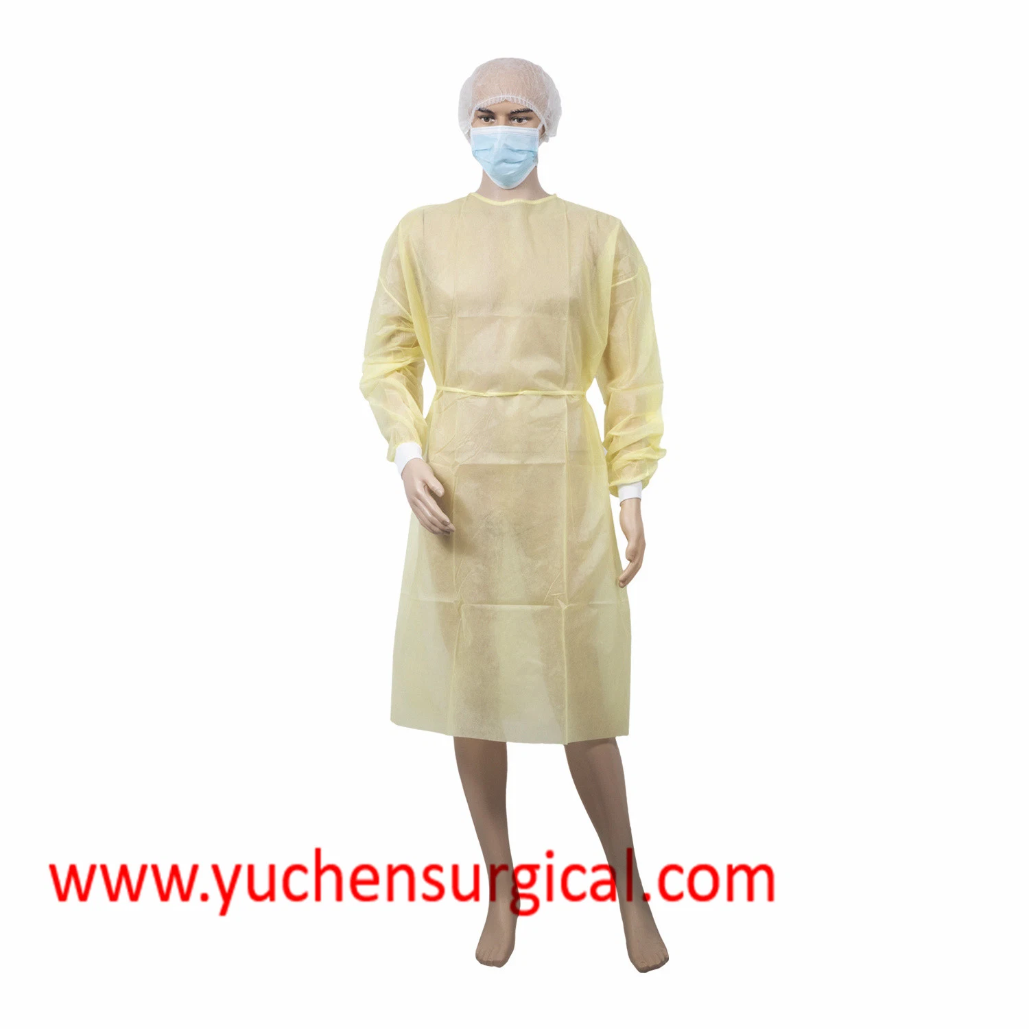 Medical Non Sterile SMS/PP Non-Woven Surgical Isolation Gown Knitted Cuff 115X137cm