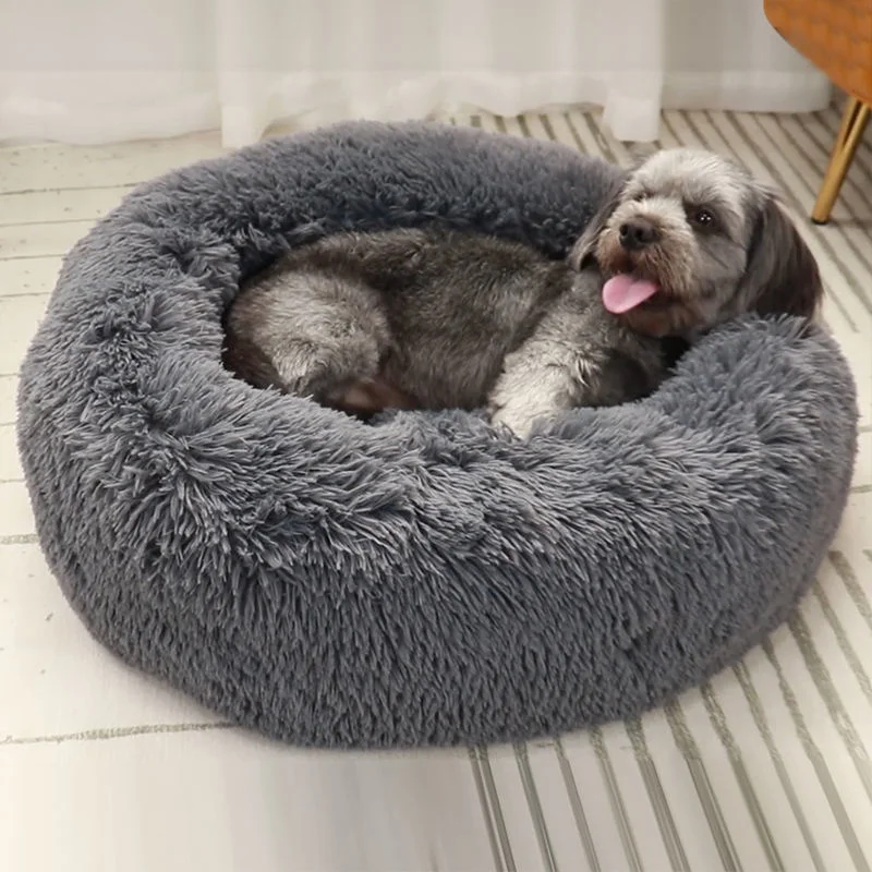 Small Waterproof Plush Bed Pet Kennel Soft and Comfortable Cat and Dog Bed Round Donut Dog Bed