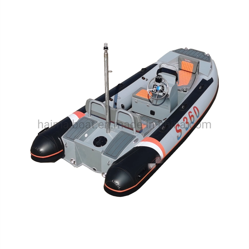 China 11.8FT 3.6m Offshore Rescue Boat Fishery Angling Boat EVA Floor Fast Speed Training Boat Multi-Purpose Inflatable Boat with CE