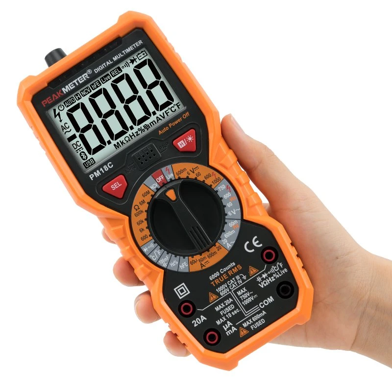 Hand-Held Orange DC & AC Voltage Test Digital Multimeter