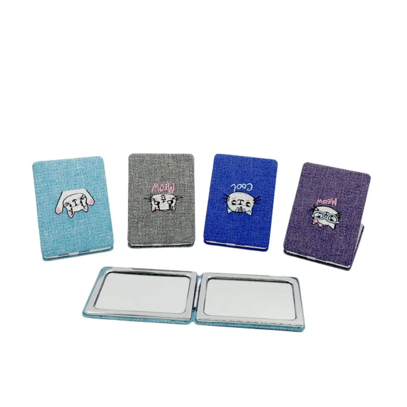 New Style Embroidery Fabric Frame Metal Mirror Rectangle Makeup Mirror