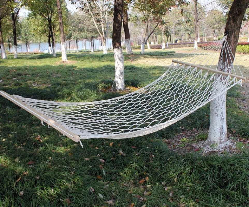 Large Cotton Rope Hammock Single Net Hammocks with a Strong Tree Straps and Spreader Bars Esg16929