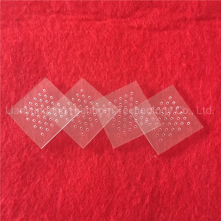 Corrosion Resistance High Transmittance Cutomized Laser Perforated Clear Square Quartz Glass Sheet