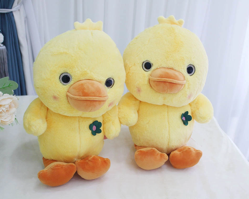 Petit canard jaune mignon en tissu oreiller en peluche dessin animé jouets en gros