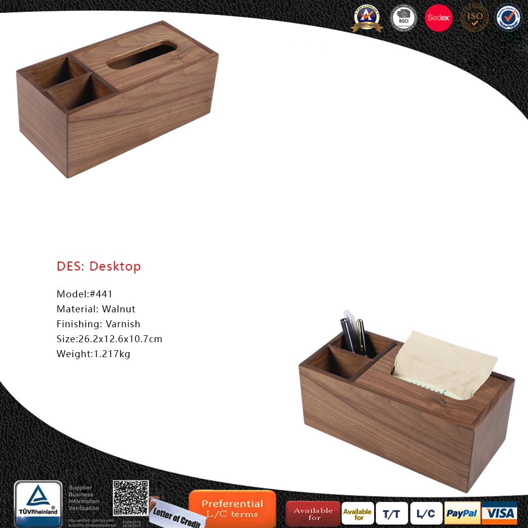 تصميم جديد Wood Multi-Functional Tissue Box Accessories Organizer