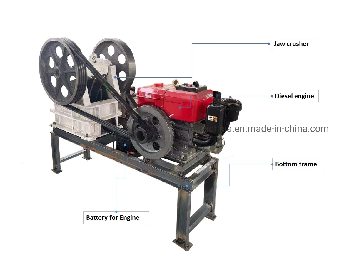 PE 200*300 Adjustable Model Jaw Crusher with Diesel Engine or Electric Motor