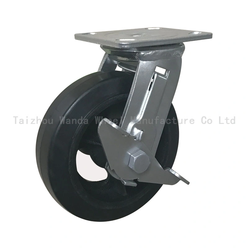 6 Inch Heavy Duty Rubber Caster with Cast Iron Wheel