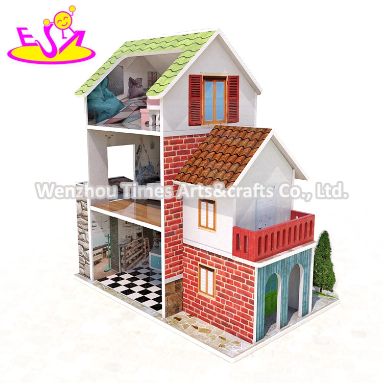 New Original Design Miniature Wooden Large Dolls House for Children W06A282