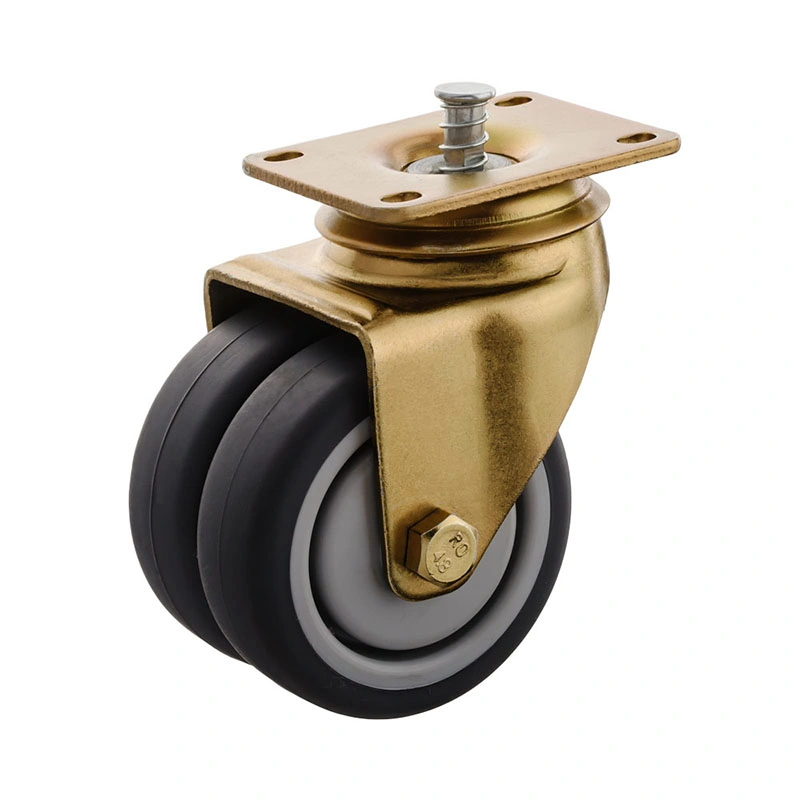 Yellow Zinc Plated Central Locking Inflight Trolley Caster