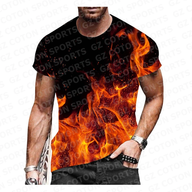 Alta calidad Verano Impreso cuello redondo 3D Escimilación de camiseta impresa Camiseta de manga corta para hombre