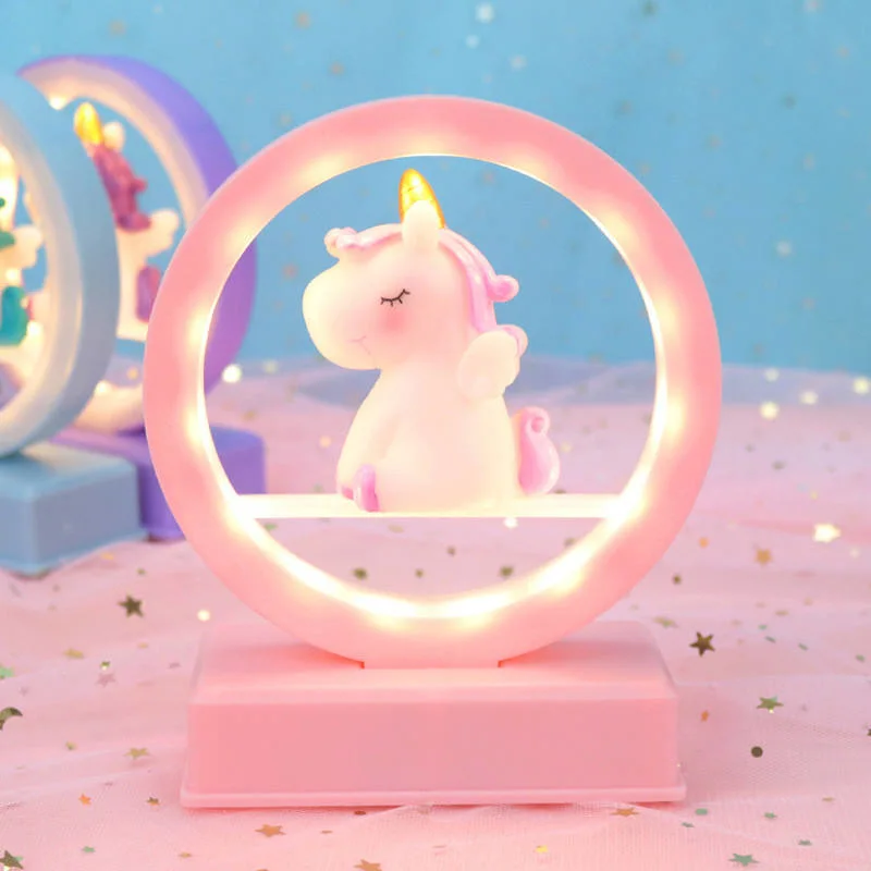 Unicorn розового цвета творческих Dreamy дети Cute День Рождения оформление светодиодный индикатор аккумулятора ночного освещения