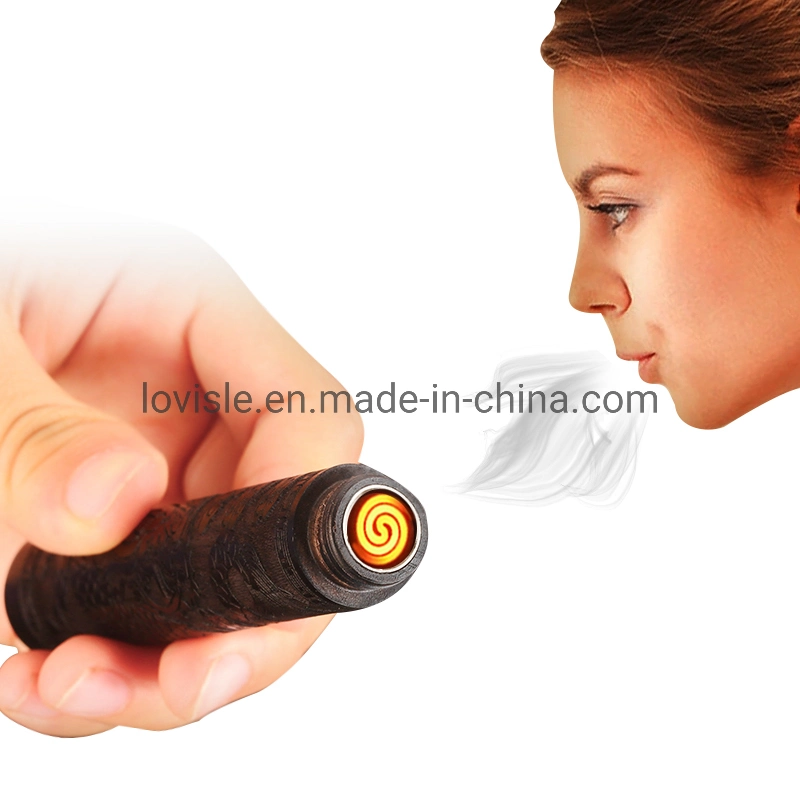 Blow Sense Lighter USB Airflow Sense Engraving Animals Cigarette Lighter From Original Vendor