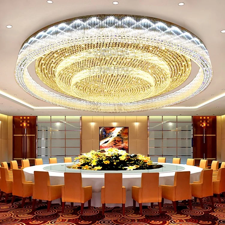Hotel Lobby Indoor Staircase Custom Project Glass Round LED Ceiling Chandelier Lamp