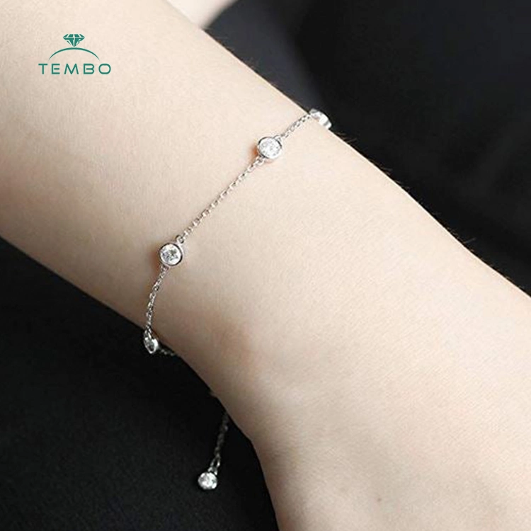 Collier en forme de grappe de 3 mm VVS Diamond S925 Sterling Bracelet de tennis argent/14K/18K or pour cadeau