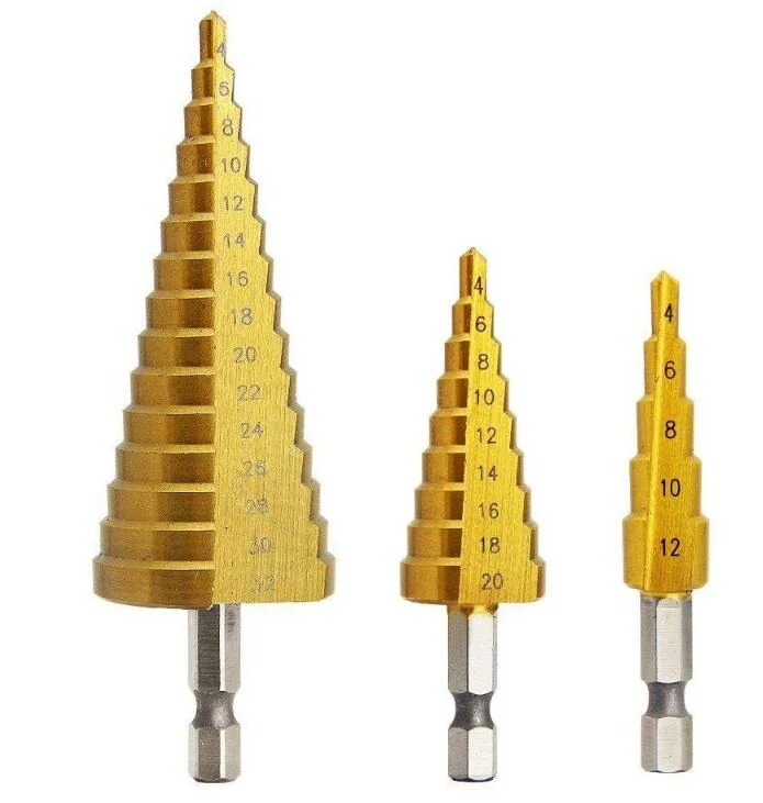 3PCS High-Speed Concrete Steel Step Drill Bit for Wood and Tough Use Step Set
