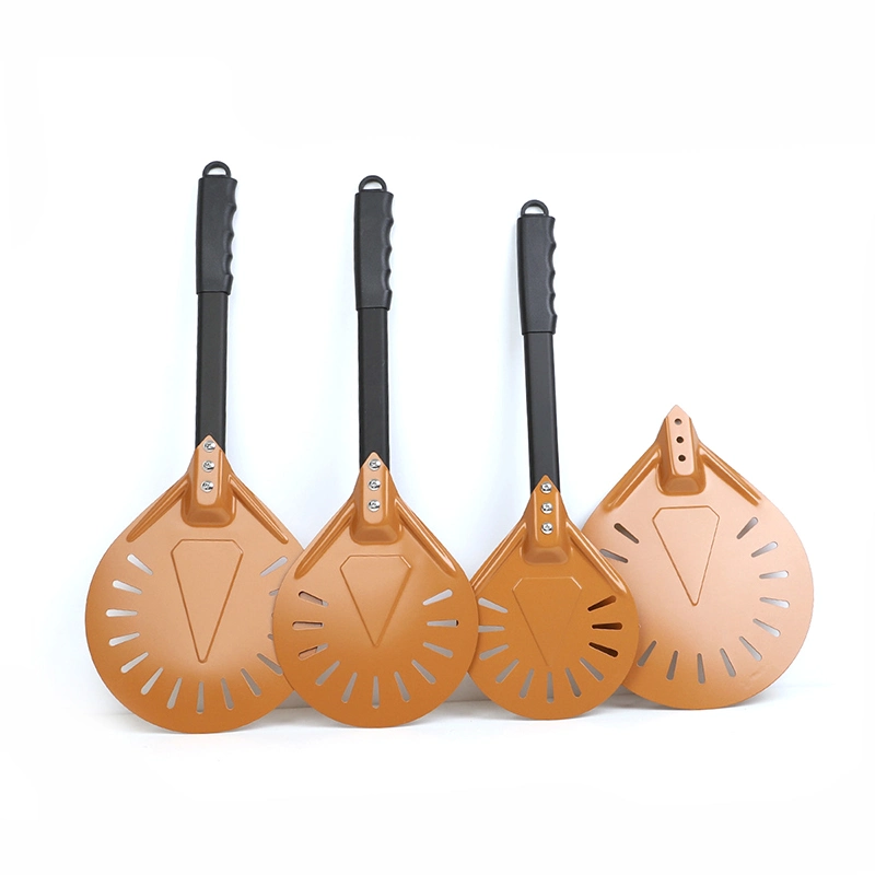 Aluminum Pizza Shovel Round Detachable Pizza Peel Perforated with Wood Handle