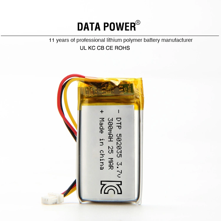 Batterie lithium polymère 502035 3,7 V 300 mAh homologuée ce RoHS pour Smart Watch