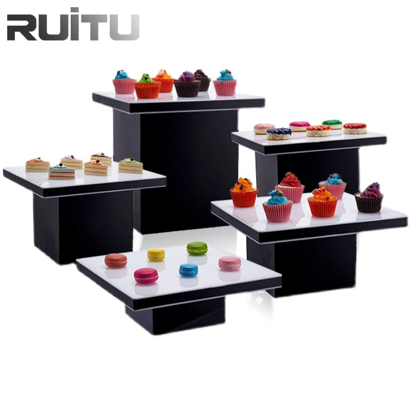 Llevó Light-Emitting postre Torta de mesa decorativos Snack Soporte de pantalla de iluminación de Bodas comida fría Salto té buffet Catering decoración parte vertical de alimentos dulces