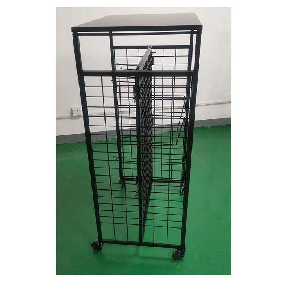 Customized Black Hook Wire Mesh Frame Store Fixture Display Rack Exhibition