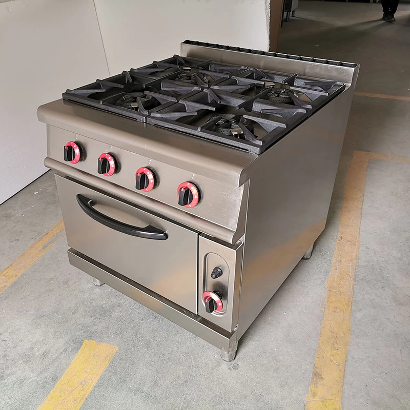 La gama 4 quemador de gas de cocina con horno de gas comercial equipamiento de cocina