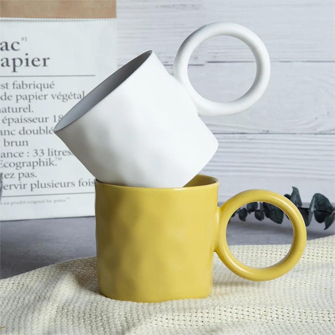 13oz/370ml New Bone China Nordic Style Mug with Round Ear