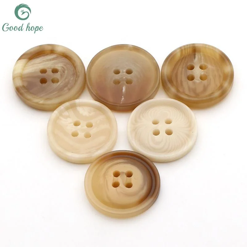 Factory Supplies 4 Holes Natural Resin Plastic Horn Buttons for DIY Shirt Garment Clothes Accessories