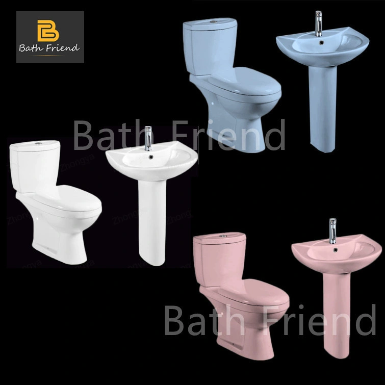 Africa Benin Market Side Inlet Water S-Trap 250mm Washdown Two Piece Toilet Basin Bathroom Fittings Accessory Set