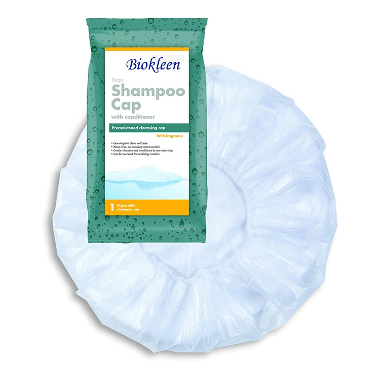 Biokleen Disposable Vitamin E Chamomile No Water Bedridden Patient Hygiene Shampoo Caps Hassle-Free Hair Washing Cap for Elderly