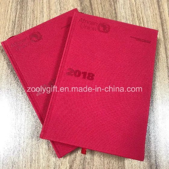 Novo logotipo hot stamping PU Couro Agenda a5 Notebook Notebooks vermelho