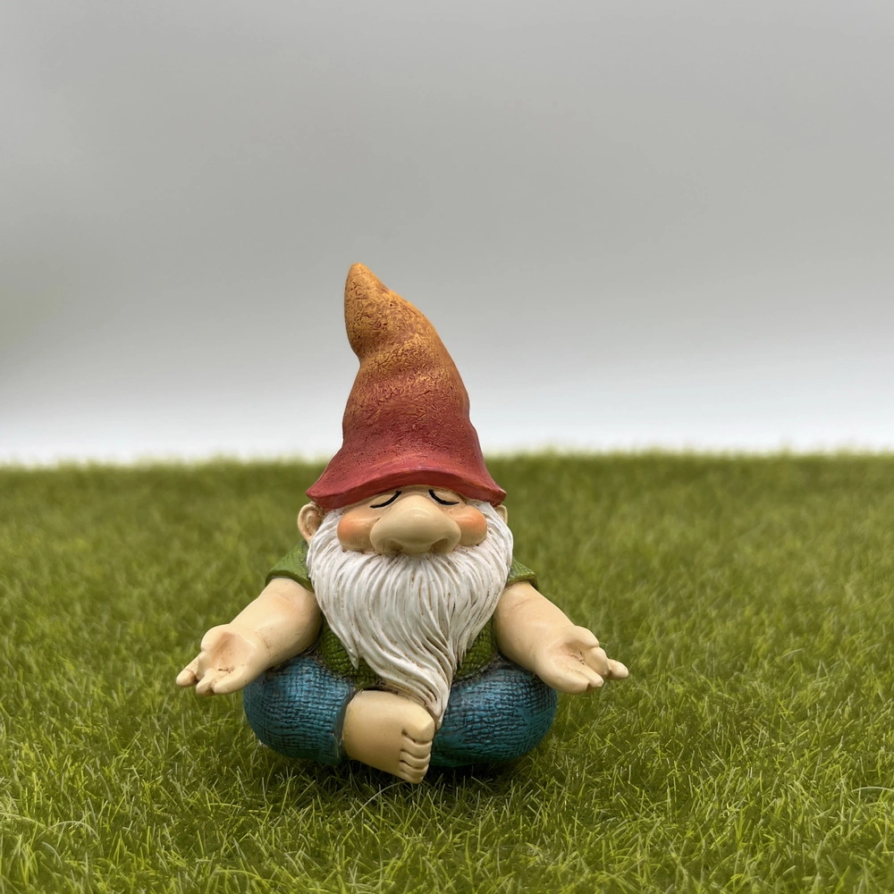 Los gnomos de jardín en miniatura de Hada Jardín al aire libre para decorar la casa El yoga Gnome