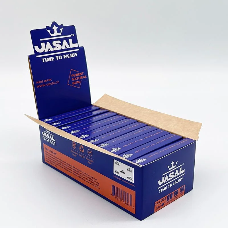 OEM personalizado todos los tamaños fumar paquete de papel rodante de 50 Hojas+50 Consejos papel para cigarrillos