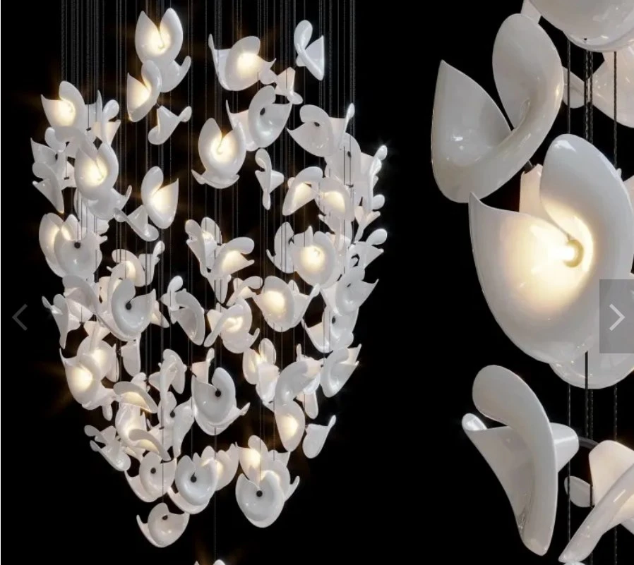 Custom Large Project for Show Room Hotel Decoration White LED Modern Chandelier LED Jt