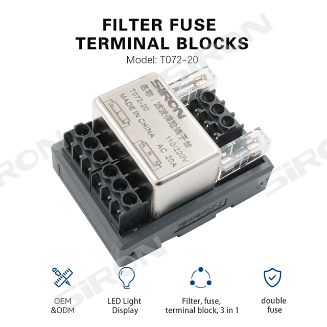 Siron T072-20s el terminal del cableado del módulo de alimentación AC Terminal de control de protección contra cortocircuitos terminal de cableado con LED