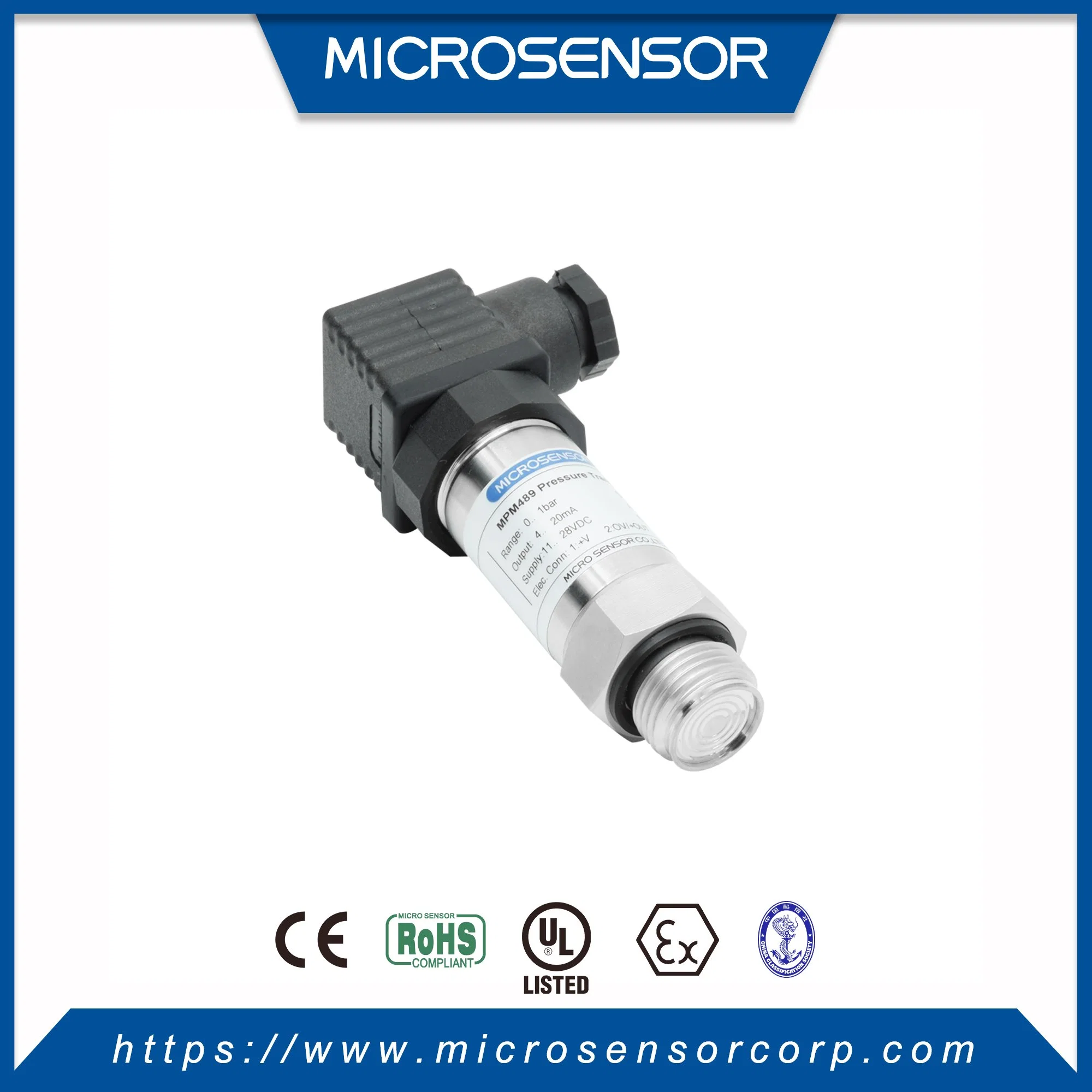 Microsensor antideflagrantes ATEX el agua del depósito de aceite de uso del sensor de presión de 4 a 20mA piezo-resistivo Transmisor de presión personalizada MPM489