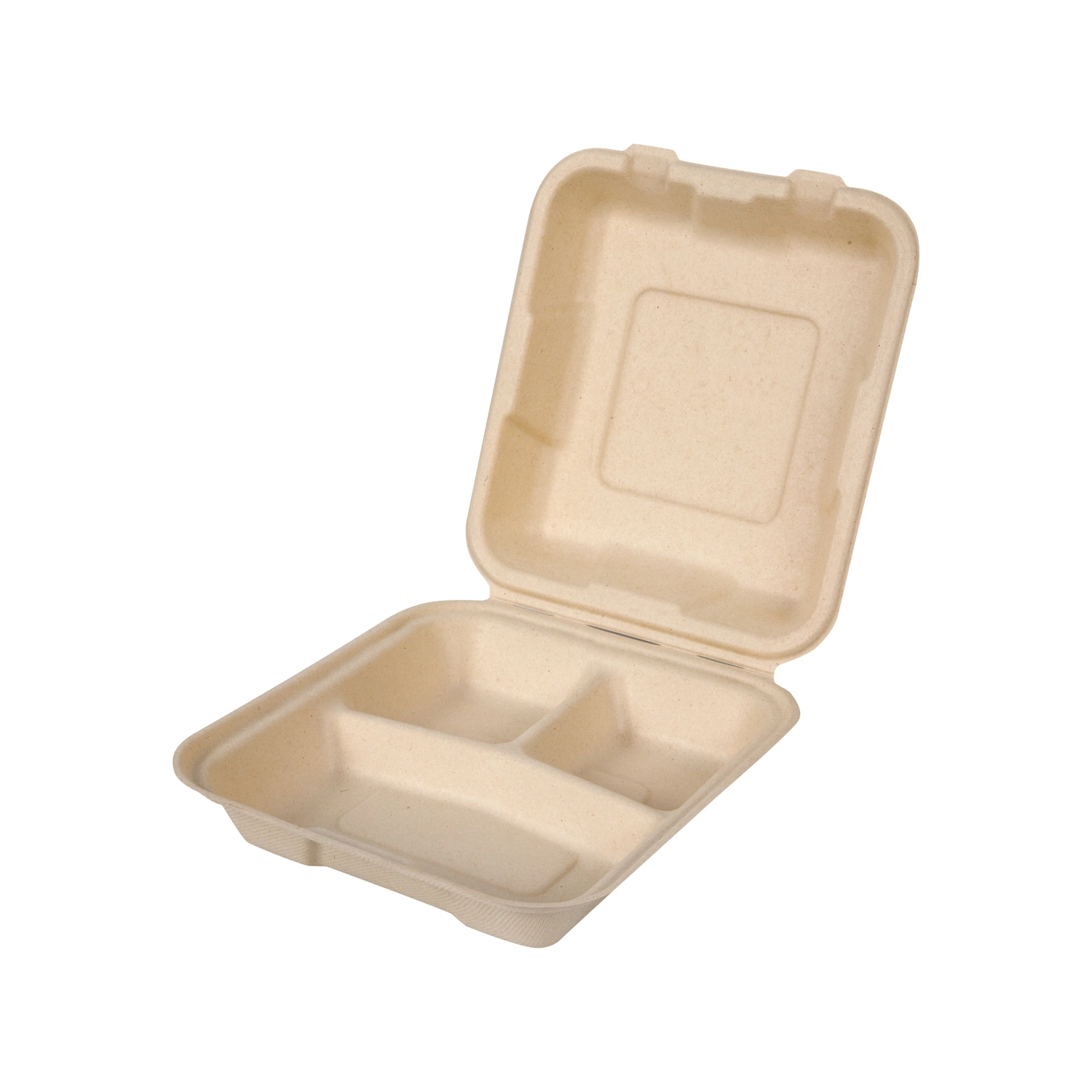 Saco de cana-de-açúcar recipiente descartável para alimentos de Takeout para balde articulado para placas de micro-ondas Tabuleiro para talheres