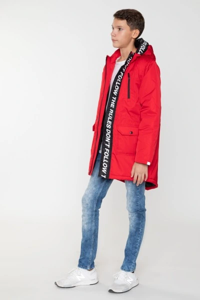 Winter Jacket Red Cotton Fabric Casual Style Boys Coats&Outwear Clothes